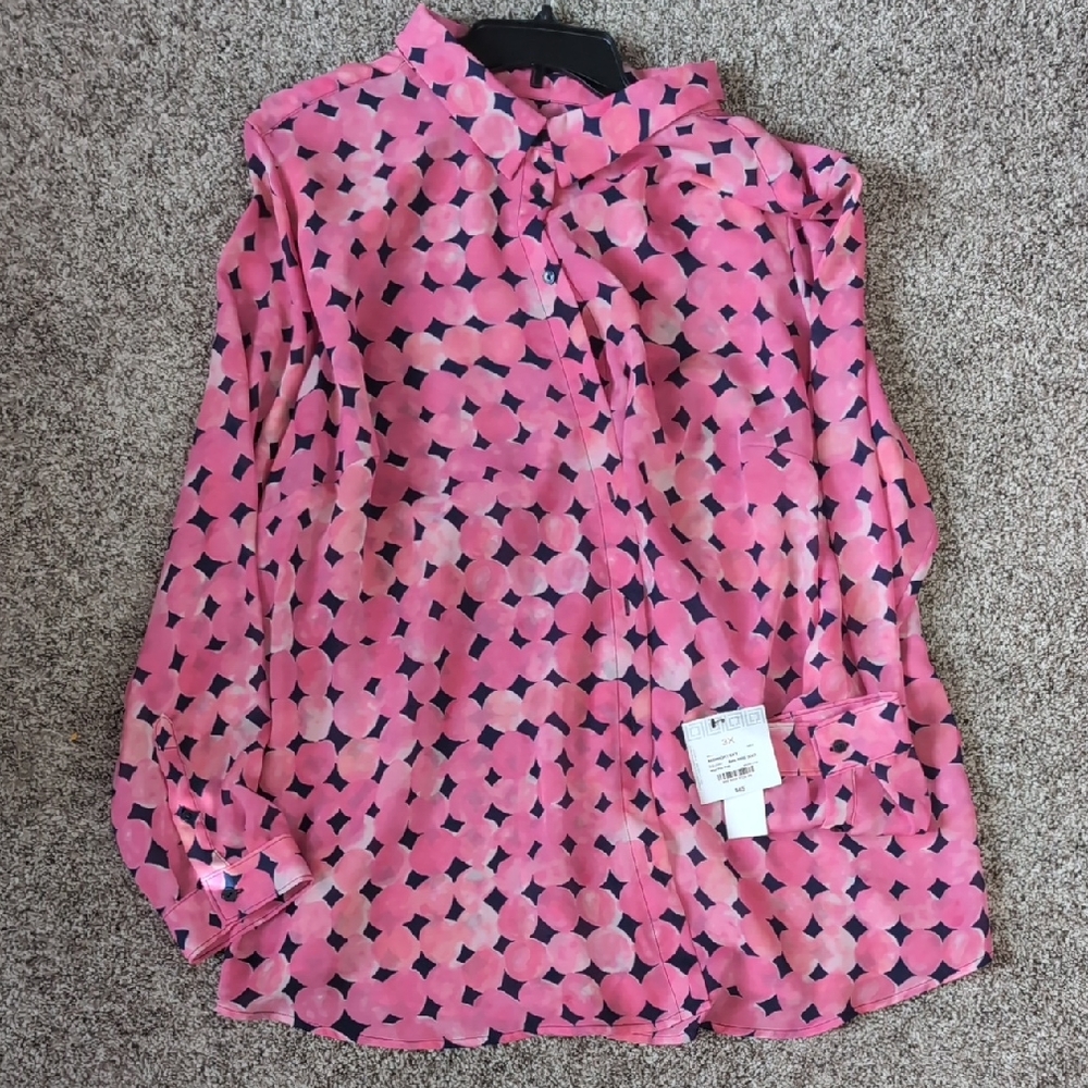Liz Claiborne Pink and Black Geometric Blouse